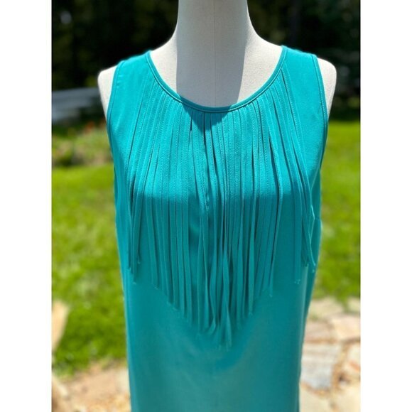 Sugarlips Fringe dress Crew Neck Turquoise Large - Picture 4 of 5